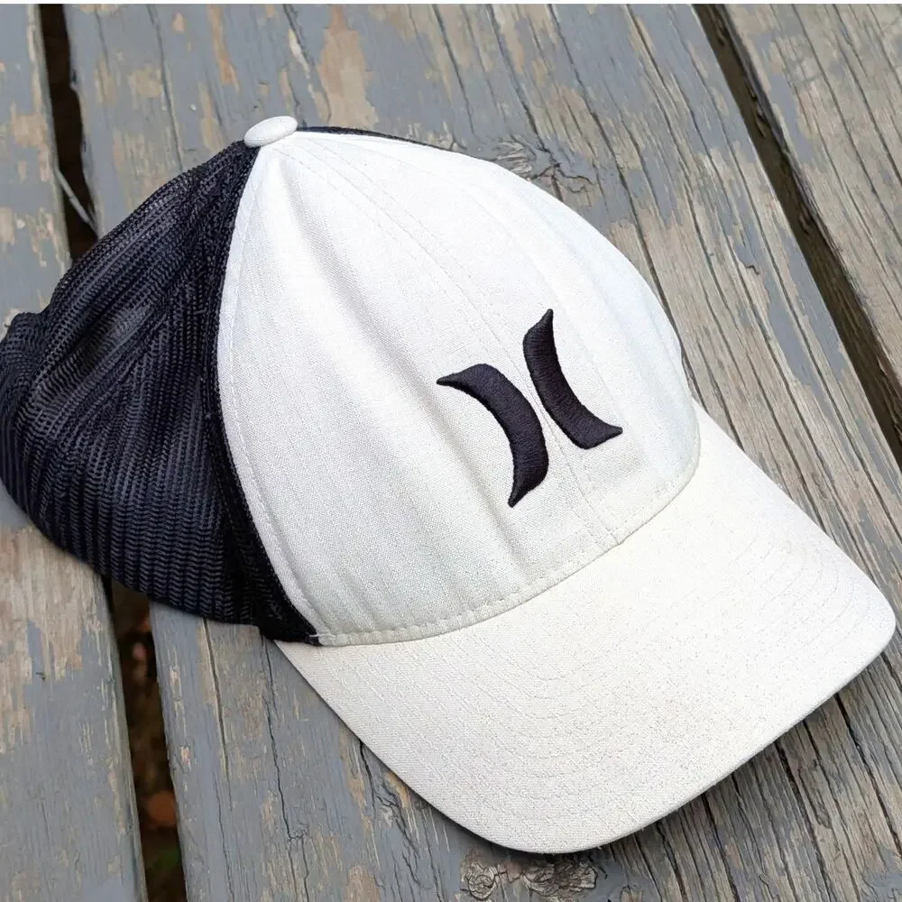 Hurley Trucker Hat Black White Snapback Yupoong Classics Mesh Surfcore Skater